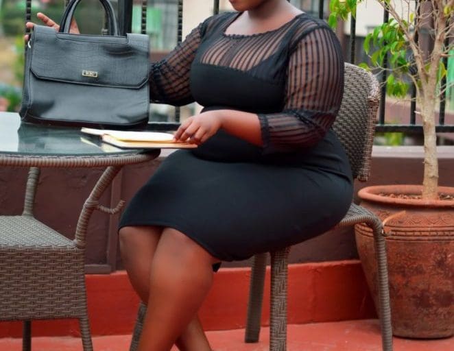 Business woman in black dress